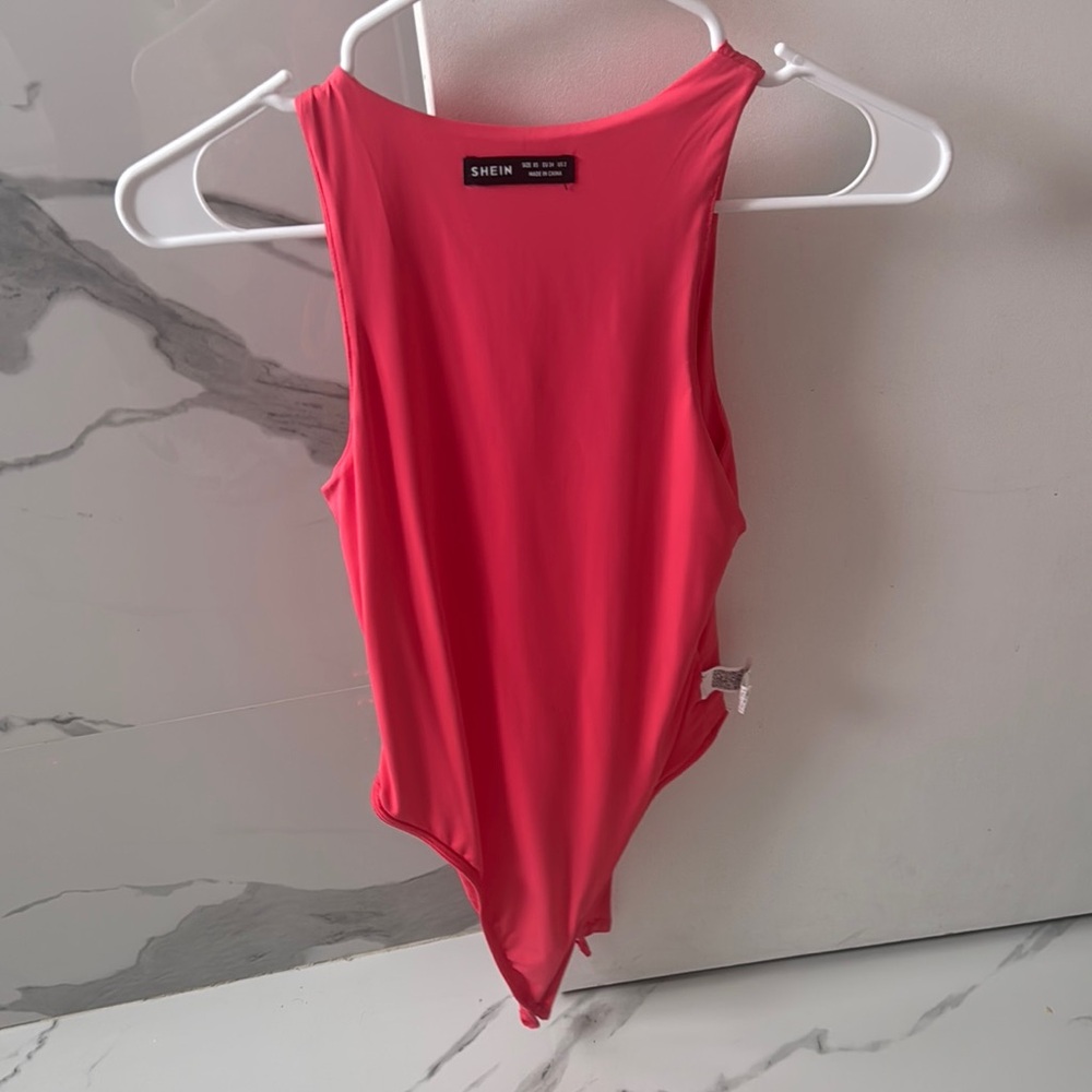 SHEIN Pink Bodysuit One Piece High-Cut Racerback